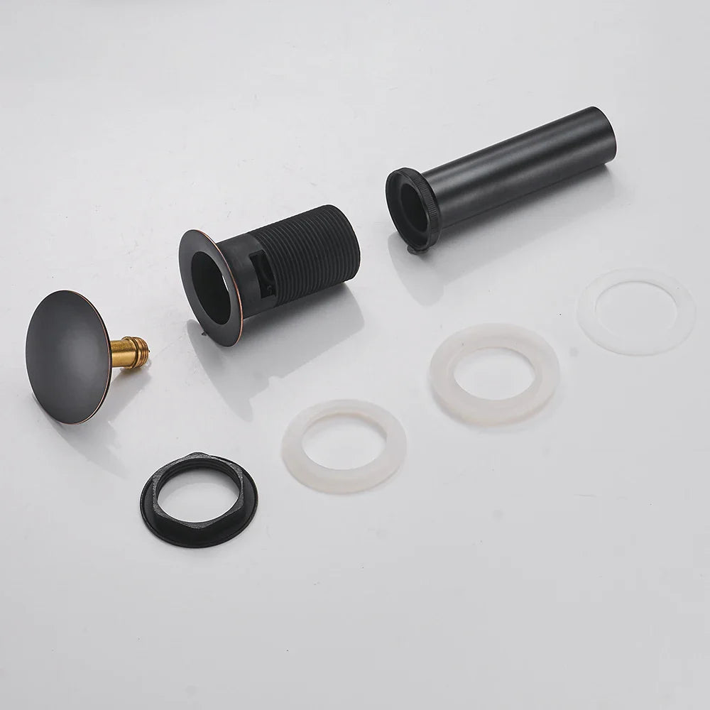 Afralia™ Brass Black Vessel Sink Pop Up Drain Stopper With Overflow – HJ-0618H
