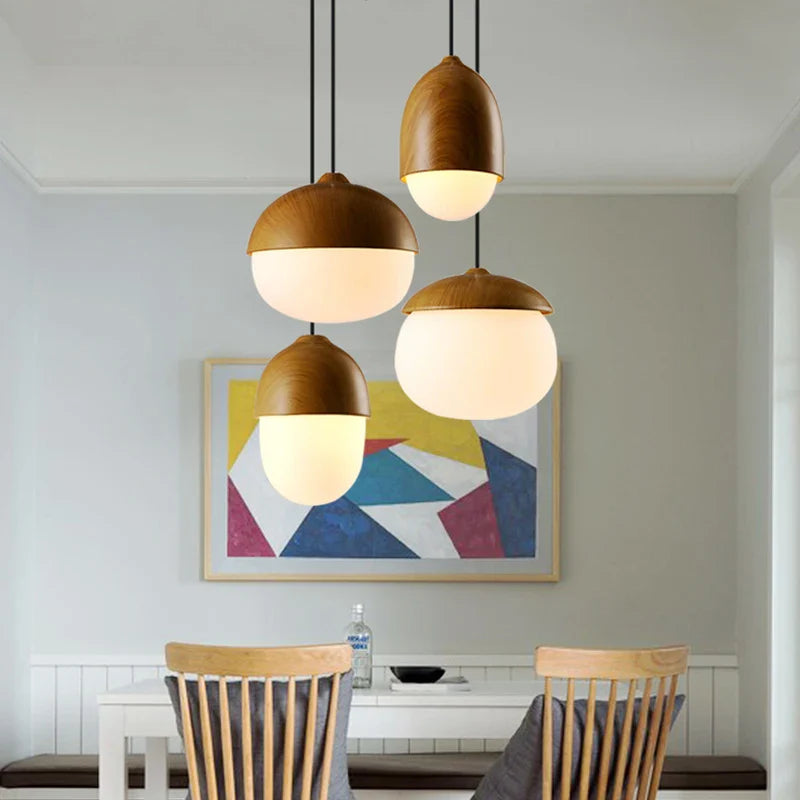 Afralia™ Nordic Nuts Pendant Lamp | Imitation Wood Design | E27 Bulb | Creative Lighting