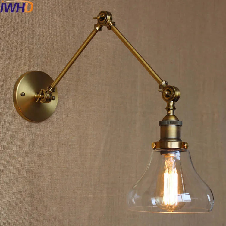 Afralia™ Glass Swing Arm Wall Lamp Sconce for Retro Vintage Industrial Style