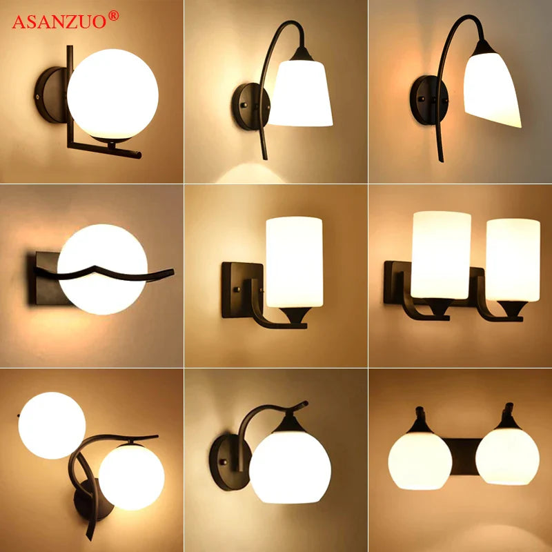 Afralia™ Vintage Loft Retro White Glass Wall Lamp with Iron Sconce and E27/E14/G9 Bulb