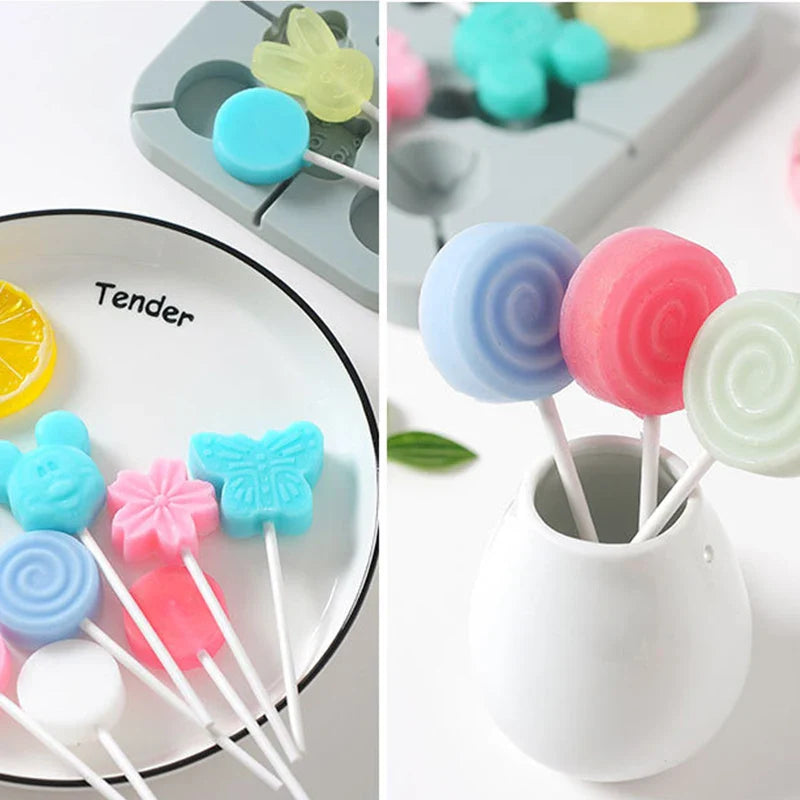 Afralia™ Silicone Lollipop Mold for DIY Candy Decor with Cute Patterns