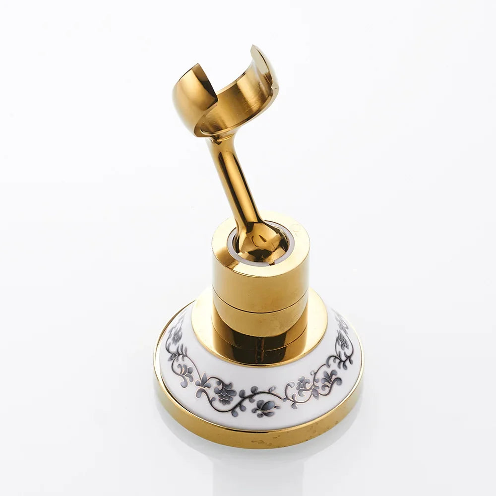 Afralia™ Gold Brass Swivel Handheld Shower Holder Mounting Bracket for Bathroom Accessories