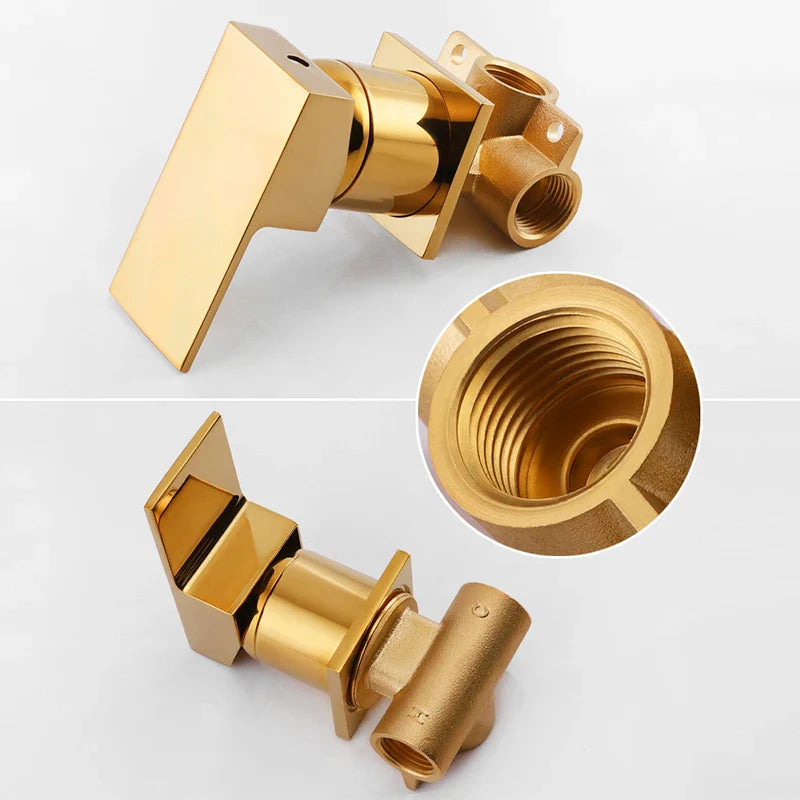 Afralia™ Retro Waterfall Brass Basin Faucet Hot Cold Under Counter Gold Black Water