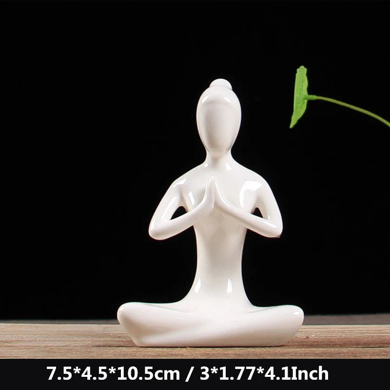 Afralia™ Ceramic Yoga Figurines: Abstract Art Porcelain Home & Office Decor Ornament