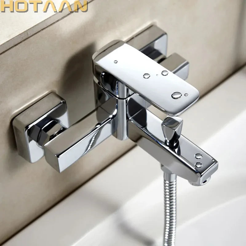 Afralia™ Wall Mount Waterfall Bath Tub Faucet Mixer with Handheld Shower - Polished Chrome