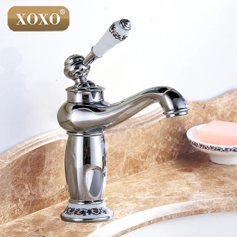 Afralia™ Bathroom Basin Faucet Deck Mounted Hot Cold Mixer 50045GT