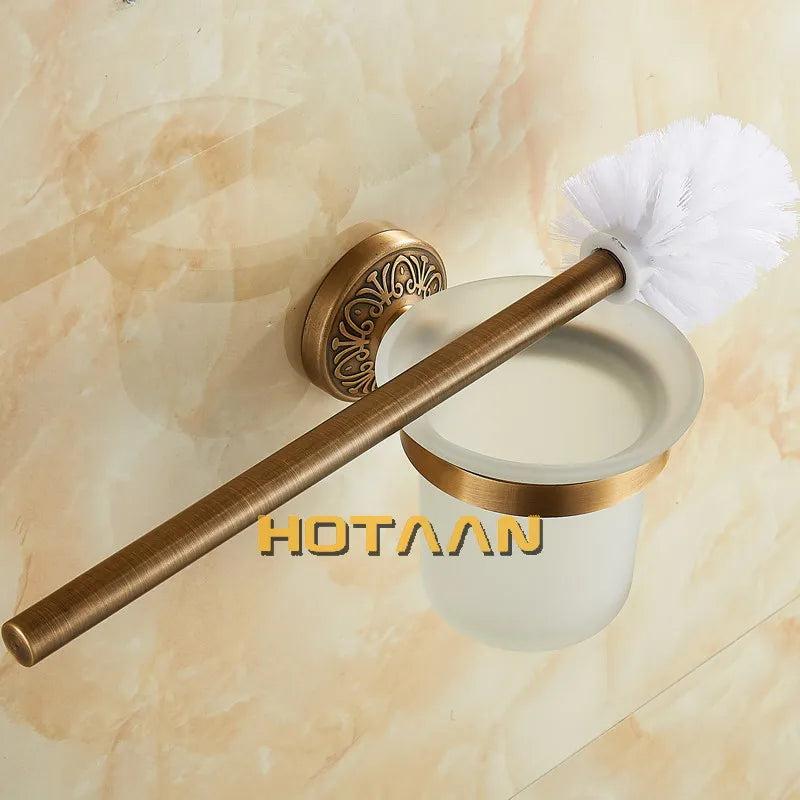 Afralia™ Wall Mounted Brass Toilet Brush Holder for Bathroom Accessories