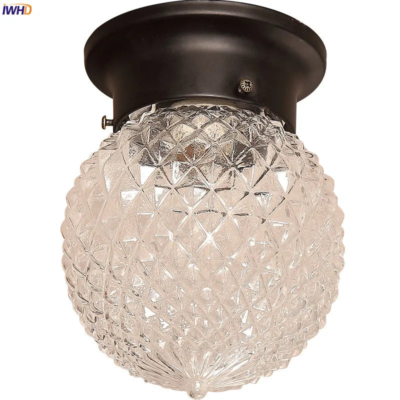 Afralia™ Vintage Round Glass LED Ceiling Light Fixtures for Kitchen Hallway Corridor
