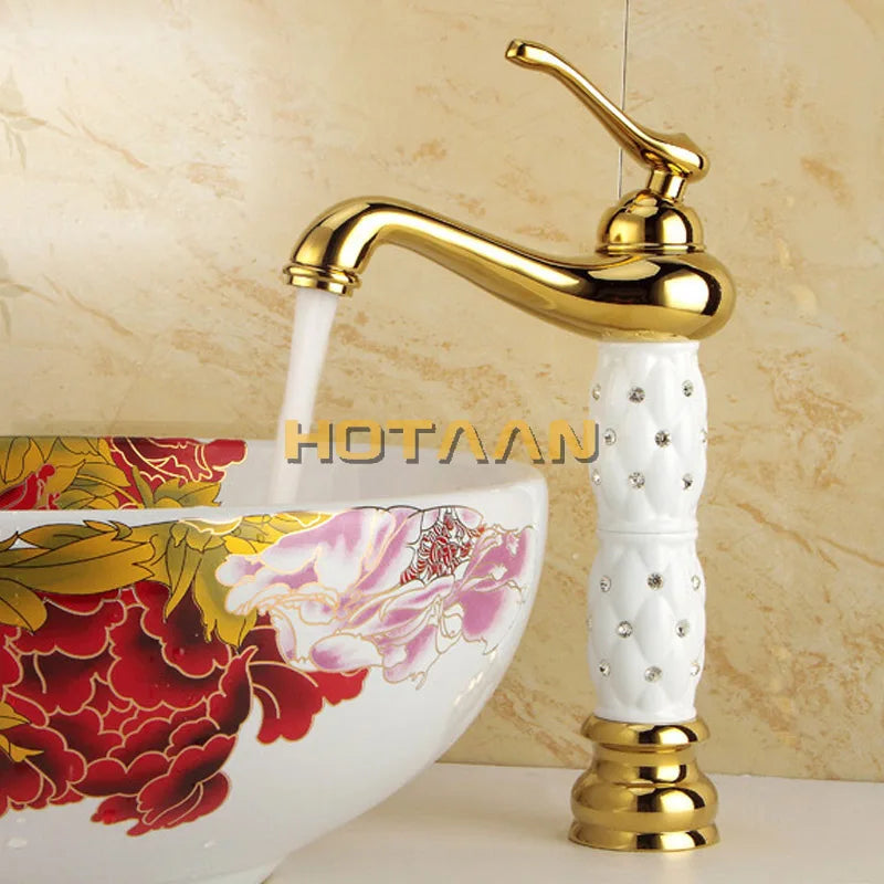 Afralia™ Basin Faucet White Brass Bathroom Sink Tap Mixer Single Handle