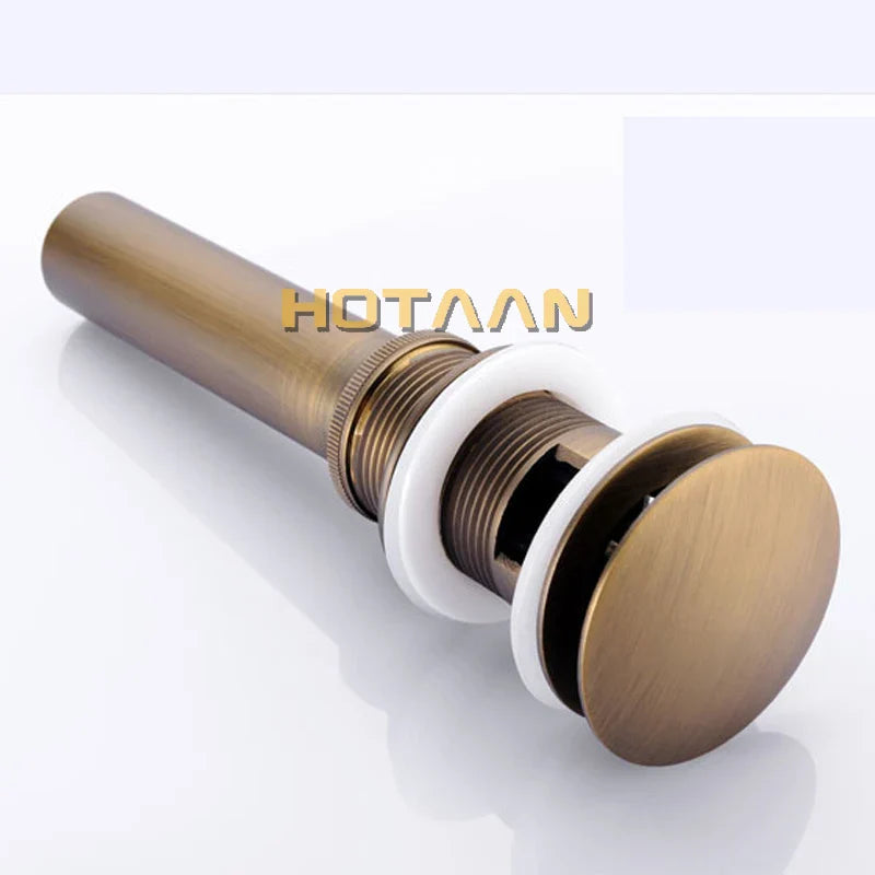 Afralia™ Brass Pop Up Sink Drain - Antique Brass Gold Black Bathroom Basin Waste