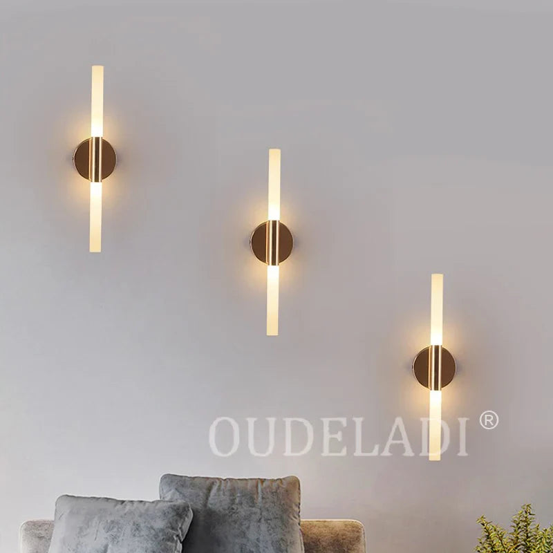 Afralia™ Metal Tube LED Wall Lamp for Bedroom Foyer Living Room Bathroom