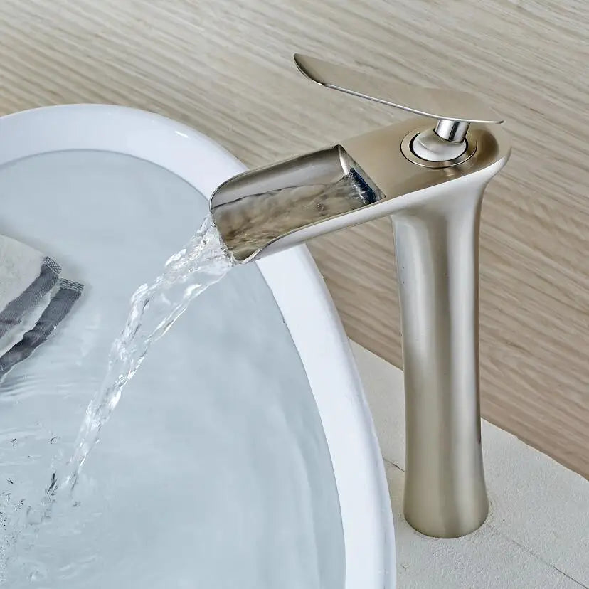 Afralia™ White Basin Faucet - Luxury Waterfall Tall Mixer Tap for Bathroom Sink