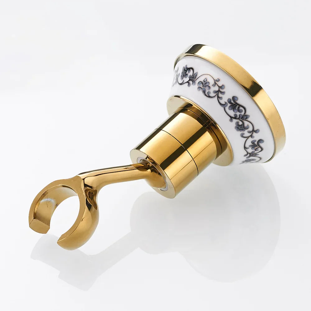 Afralia™ Gold Brass Swivel Handheld Shower Holder Mounting Bracket for Bathroom Accessories