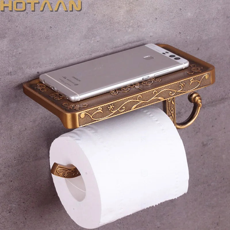 Afralia™ Brass Toilet Paper Holder Bathroom Storage Rack Accessory