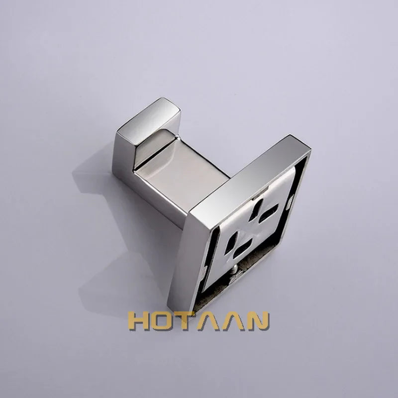 Afralia™ Stainless Steel Square Robe Hook Mirror Polished Towel Hanger