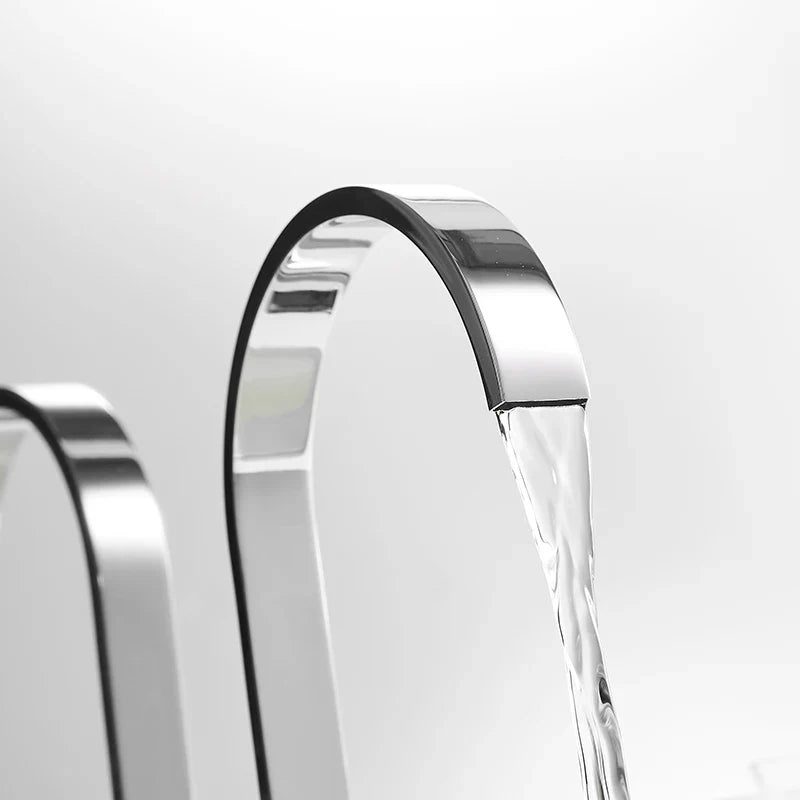Afralia™ Brass Chrome Bathroom Sink Faucets Deck Mounted Double Handle Hot Cold Tap