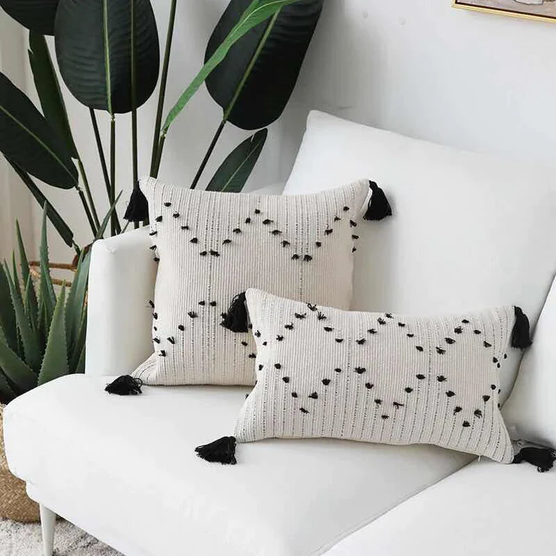 Afralia™ Geometric Tassels Cushion Cover for Home Sofa Bed Decoration