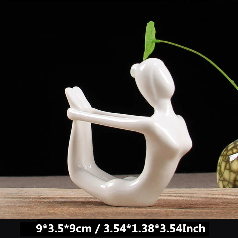 Afralia™ Ceramic Yoga Figurines: Abstract Art Porcelain Home & Office Decor Ornament