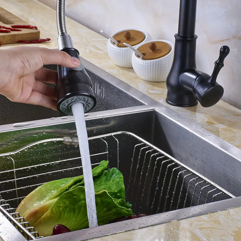 Afralia™ Brushed Nickel Pull Out Kitchen Faucet Single Lever Sprayer