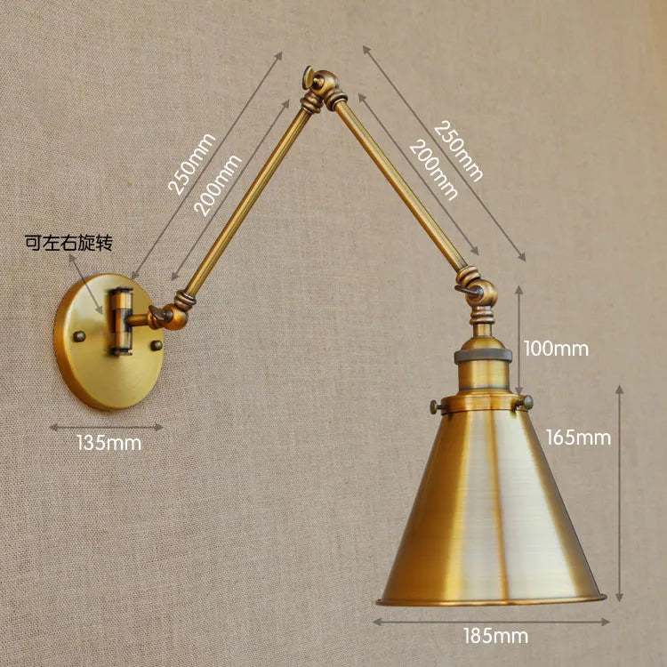 Afralia™ Adjustable Swing Arm Wall Sconce Vintage Industrial Wall Lamp
