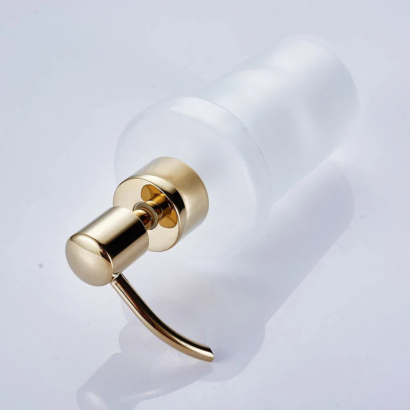 Afralia™ Frosted Glass Liquid Soap Dispenser with Brass Head - 200ml