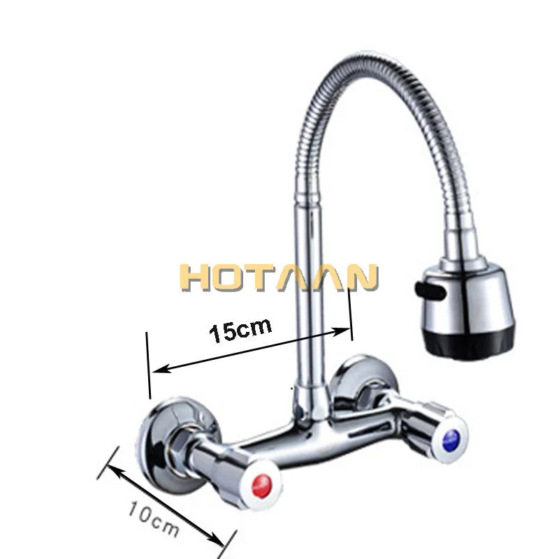Afralia™ Chrome Plated Kitchen Faucet Hot Cold Mixer Dual Handle Sink Tap