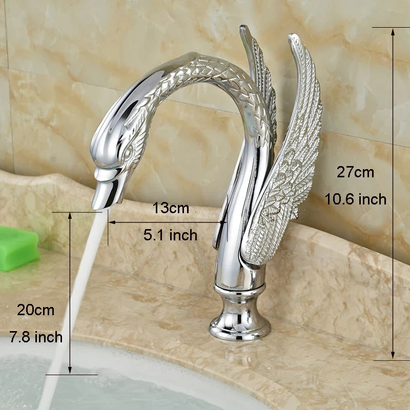 Afralia™ Swan Shape Chrome Basin Sink Faucet Washbasin Mixer Taps