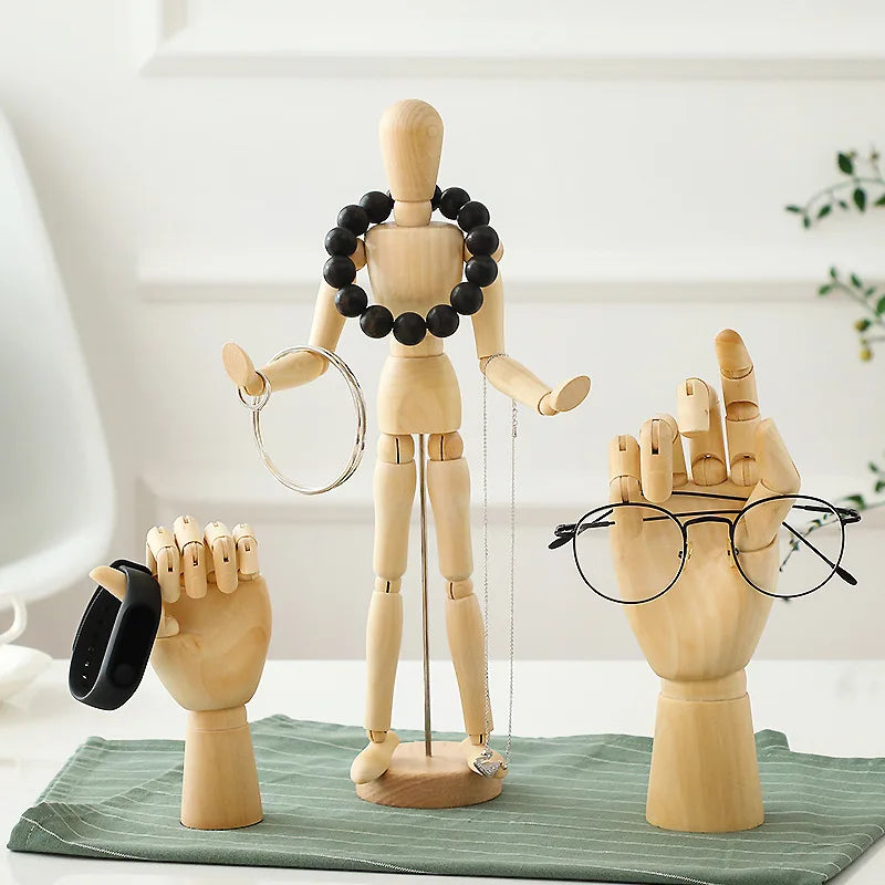 Afralia™ Rotatable Wood Hand Mannequin Artist Miniature Figurine Home Decor