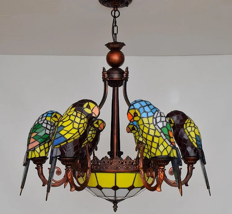 Afralia™ Glass Parrot Pendant Chandelier for Bar Club Living Room Bedroom