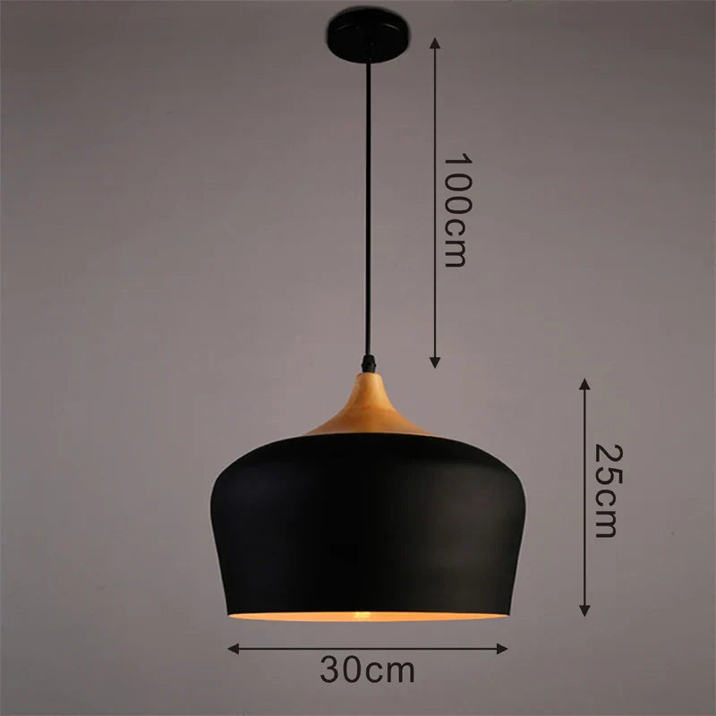 Afralia™ Modern Wood Aluminum Pendant Light for Restaurant Bar Coffee Dining Room