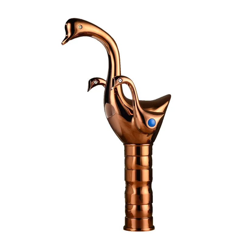 Afralia™ Swan Double Handle Gold/Rose Gold Basin Faucet