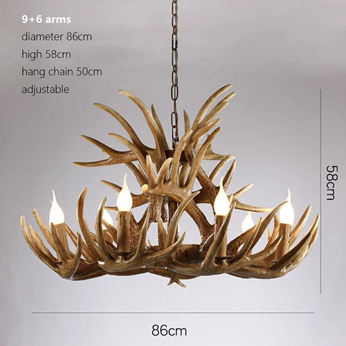 Afralia™ Deer Antler Chandelier: American Retro Resin Horn Lamps for Rustic Home Decor