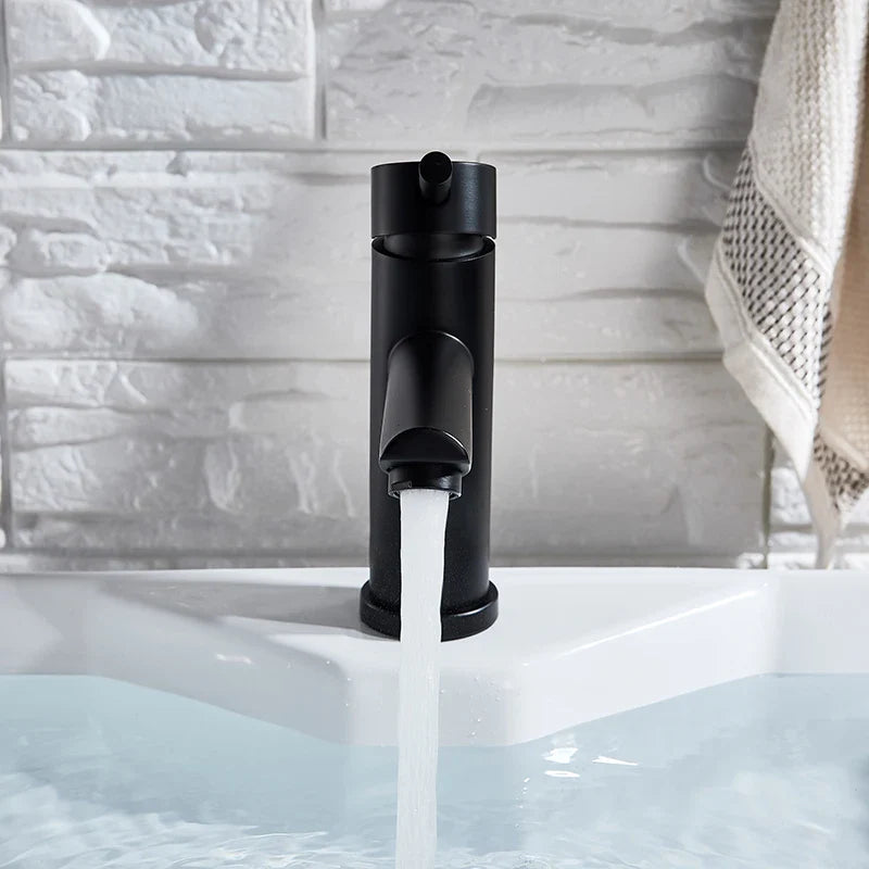 Afralia™ Matte Black Stainless Steel Bathroom Sink Faucet One Hole Basin Mixer Tap