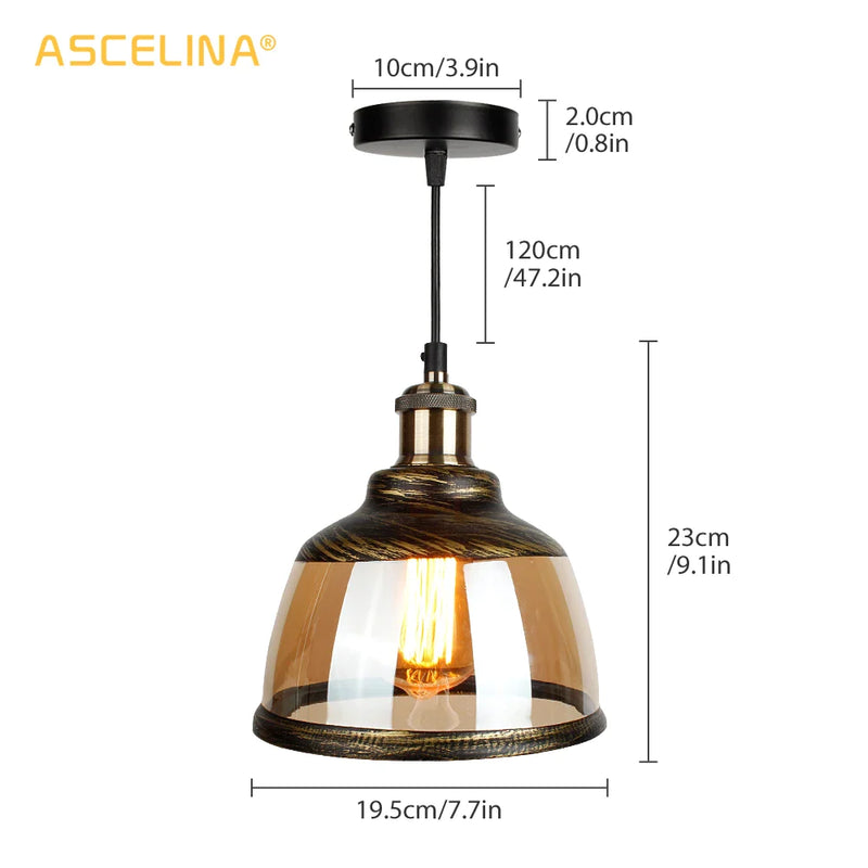 Afralia™ Vintage Industrial Pendant Light with Green Bronze Glass Lampshade and E27 Socket