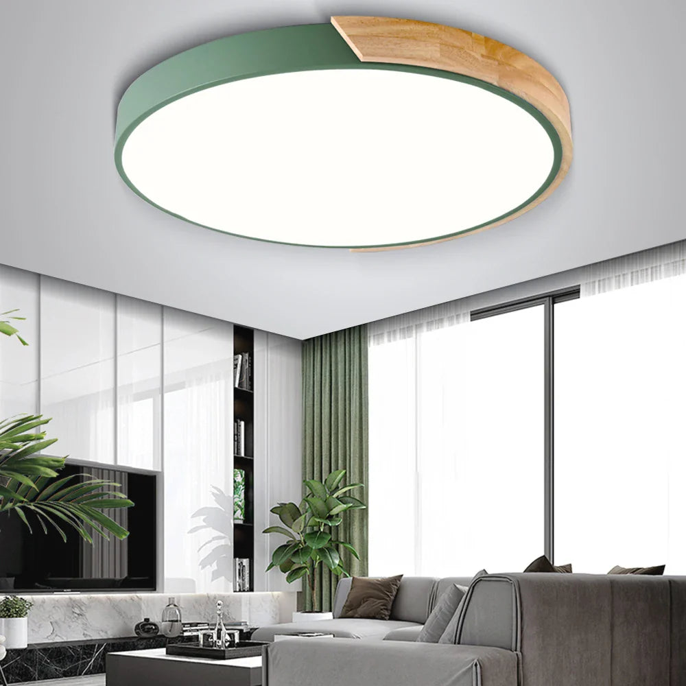 Afralia™ Nordic Wood Ceiling Lights Modern Colorful Bedroom Lamps 30cm 40cm