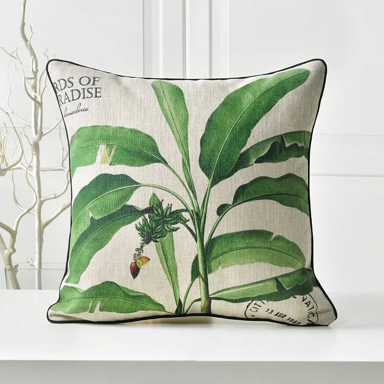 Afralia™ Tropic Leaf Floral Linen Pillow Cover Cushion 45x45cm/30x50cm