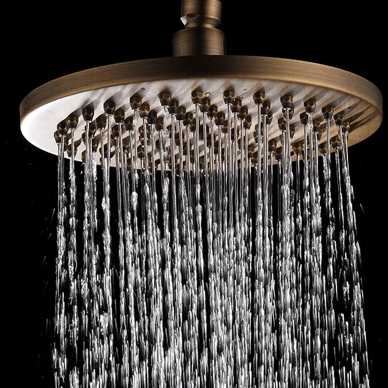 Afralia™ Antique Brass Shower Set: 8" Rain Head, Hand Shower, Hose, Angle Valve, Bracket