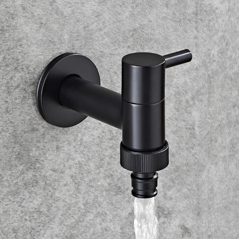 Afralia™ Copper Bathroom Corner Faucet Single Cold Outdoor Mixer Tap Black Oil