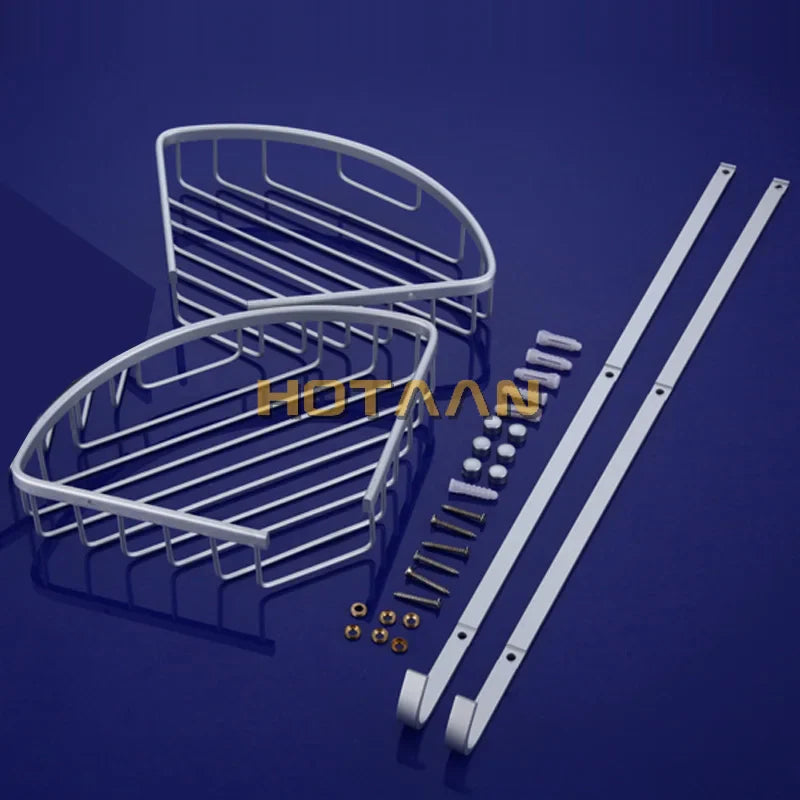 Afralia™ Aluminium Double Shelf Kitchen and Bathroom Corner Basket Angel Rack