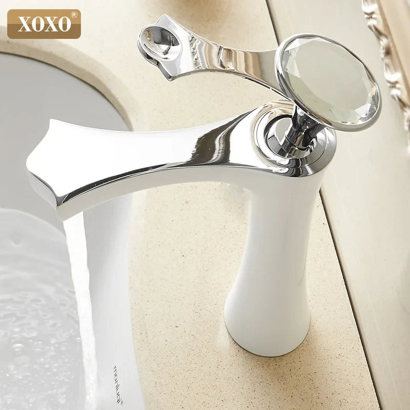 Afralia™ Diamond Golden Black Basin Faucet Single Handle Bathroom Sink Mixer Tap