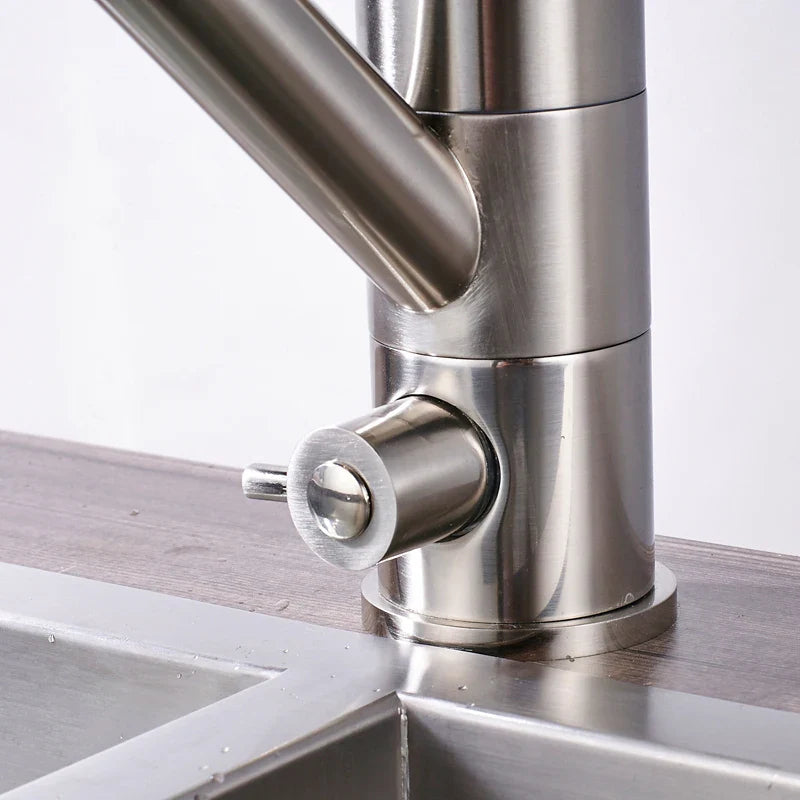 Afralia™ Brushed Nickel Kitchen Sink Faucet with Water Purification: 360° Rotation Deck Mounted Mixer Tap