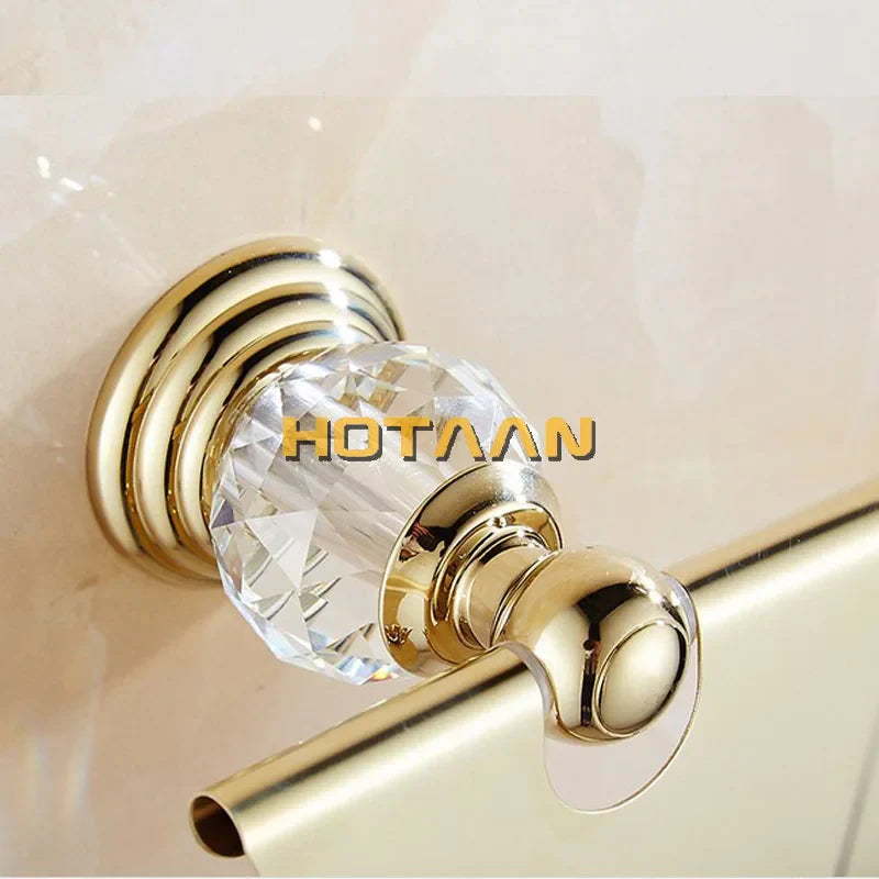 Afralia™ Golden Crystal Toilet Paper Holder Wall Mount Archaize Waterproof Roll Rack