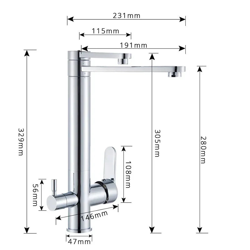 Afralia™ Chrome Purify Kitchen Faucet Dual Swivel Spout Mixer Tap Dual Water Outlet