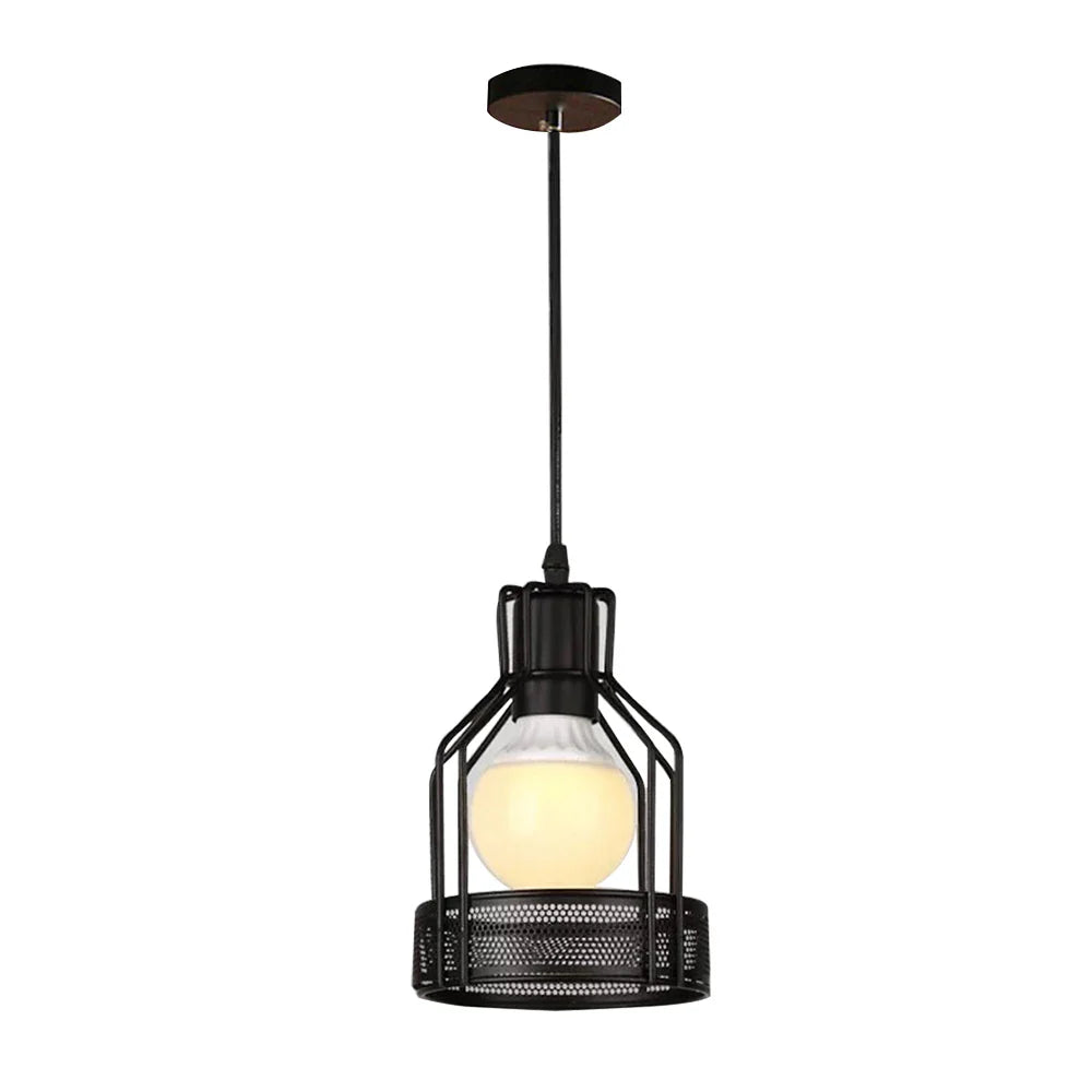 Afralia™ Black Metal Chandelier with E27 Edison Bulb Socket for Kitchen, Restaurant, Cafe