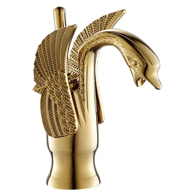 Afralia™ Swan Style Brass Luxury Bathroom Faucet in Chrome/Golden/Antique/Black With Deck Mount