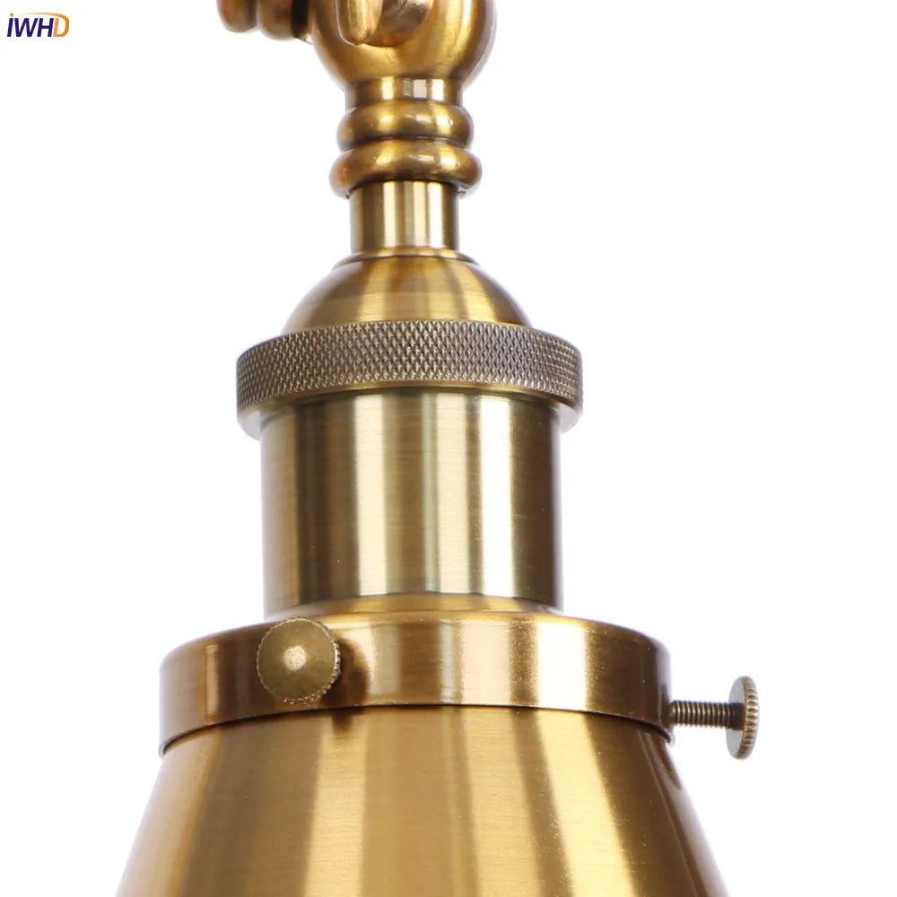 Afralia™ Gold LED Swing Arm Wall Lamp Industrial Decor Vintage Beside Stair Loft