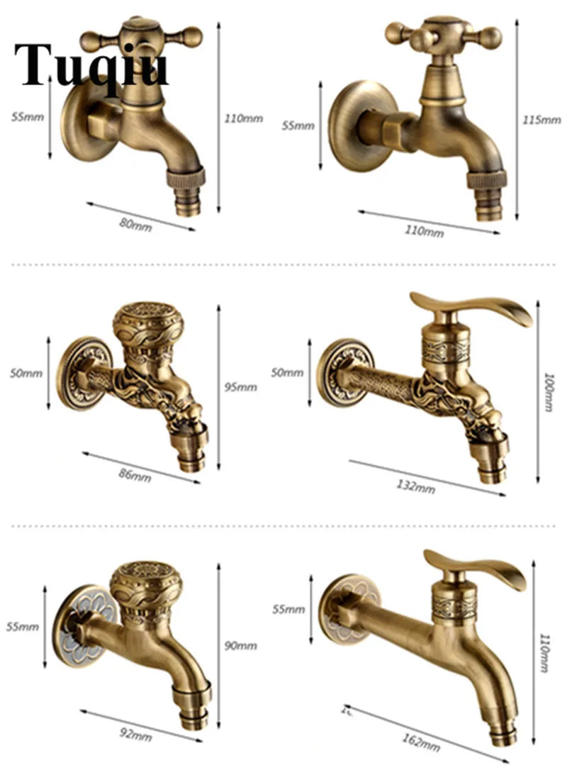 Afralia™ Antique Garden Bibcocks Tap for Outdoor Washing, Bathroom, Mop, and More