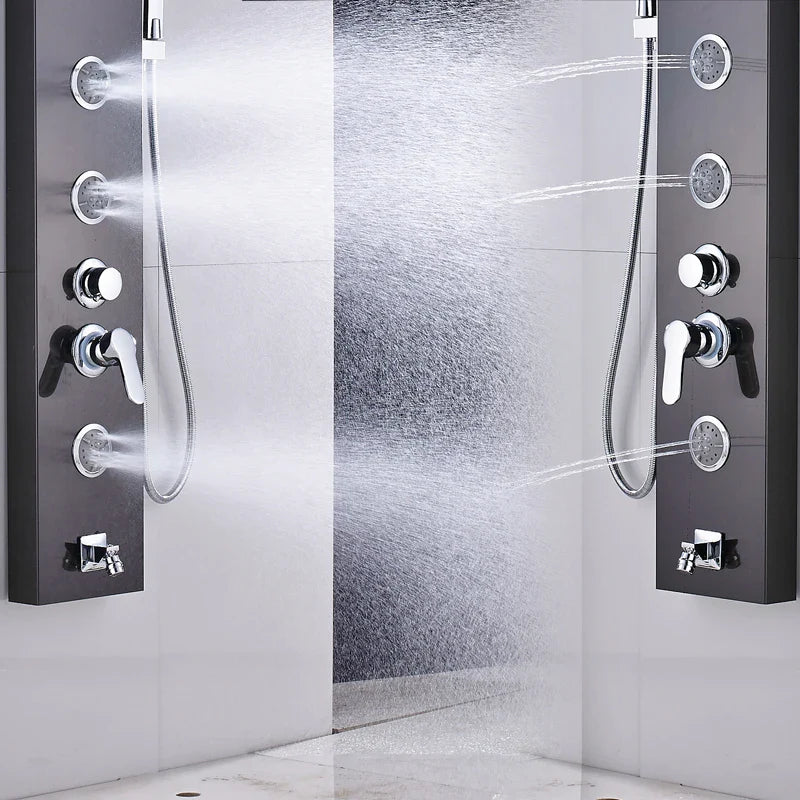 Afralia™ Rainfall Waterfall Shower Panel with Body Massage Jets for Wall Mount