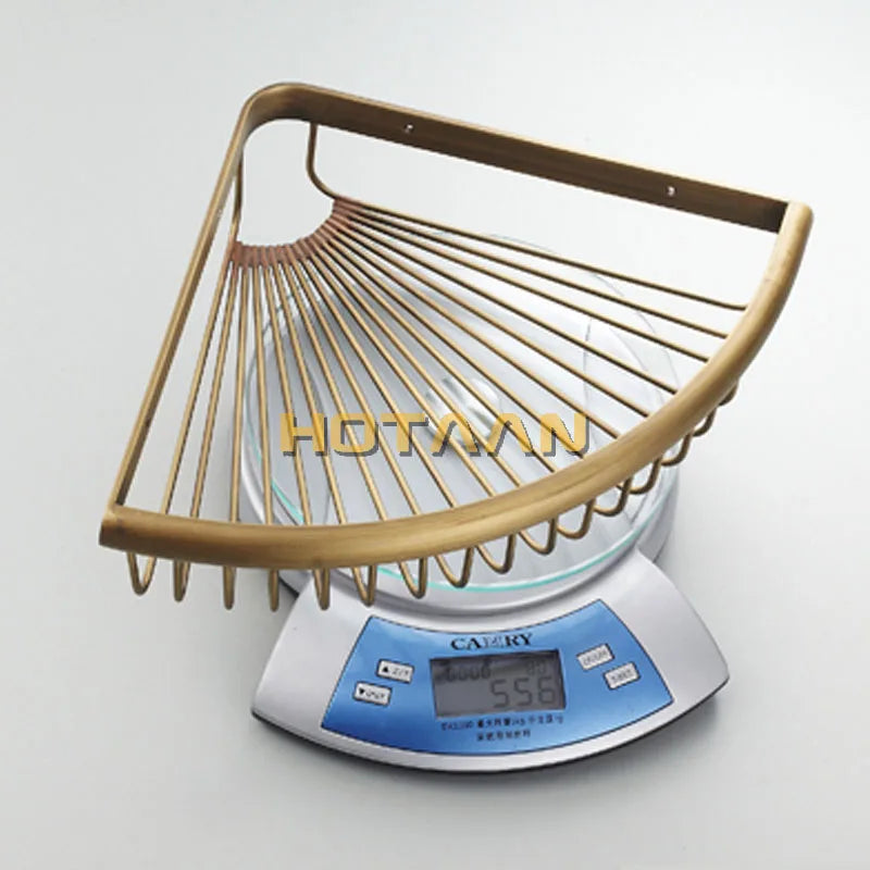 Afralia™ Antique Brass Double Layer Bathroom Shower Shelf