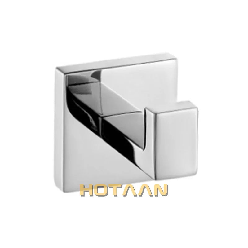 Afralia™ Stainless Steel Square Robe Hook Mirror Polished Towel Hanger